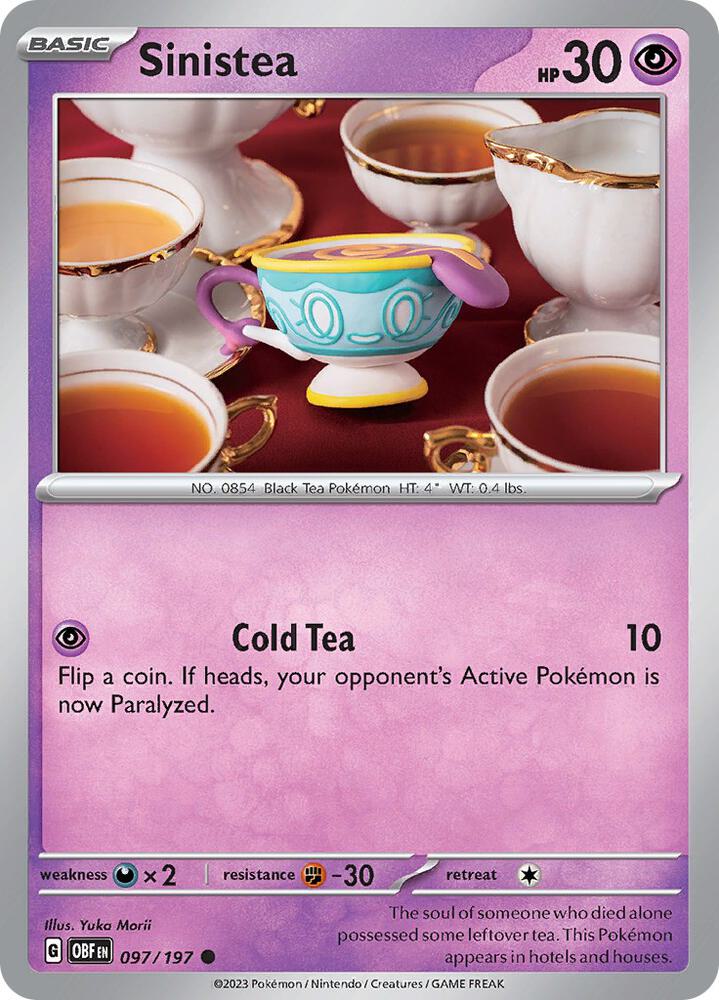 Sinistea 097/197 Reverse Holofoil, Obsidian Flames Pokémon card