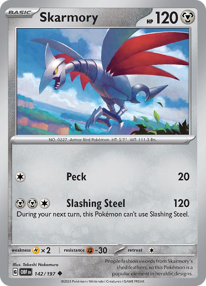 Skarmory 142/197, Obsidian Flames Pokémon card