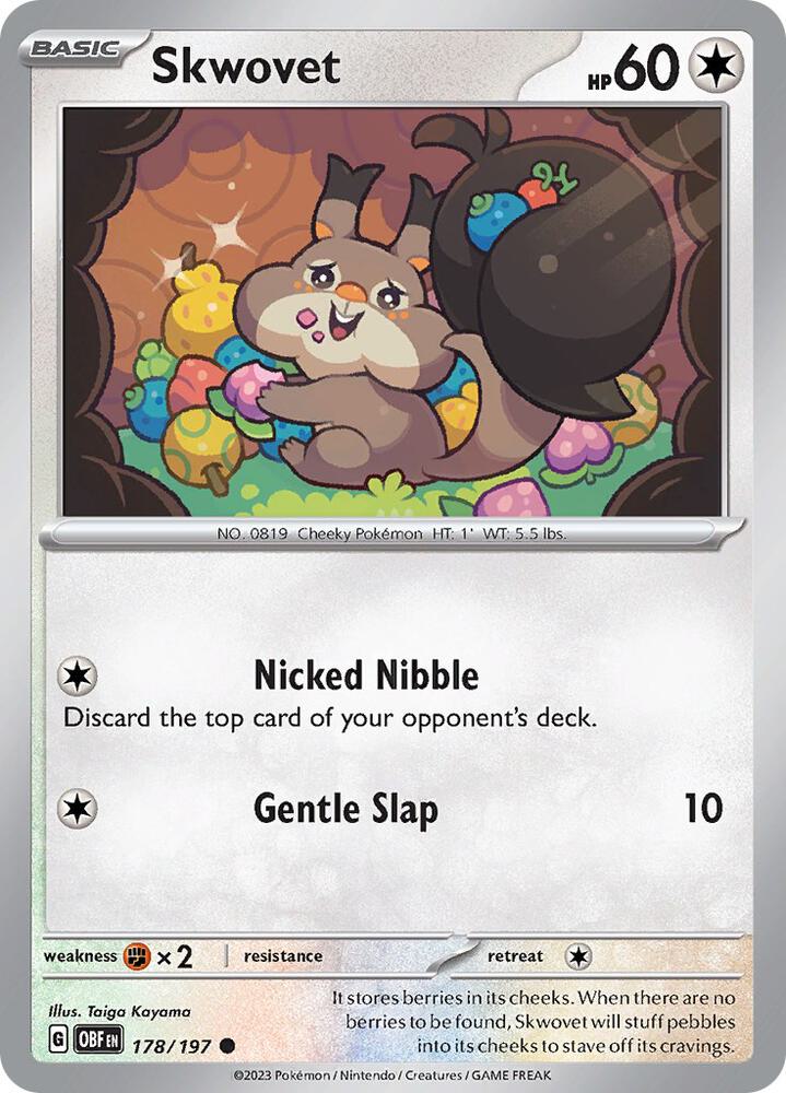 Skwovet 178/197 Reverse Holofoil, Obsidian Flames Pokémon card