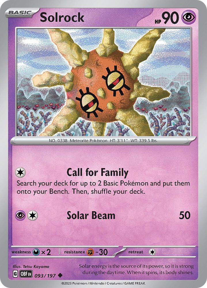 Solrock 093/197, Obsidian Flames Pokémon card