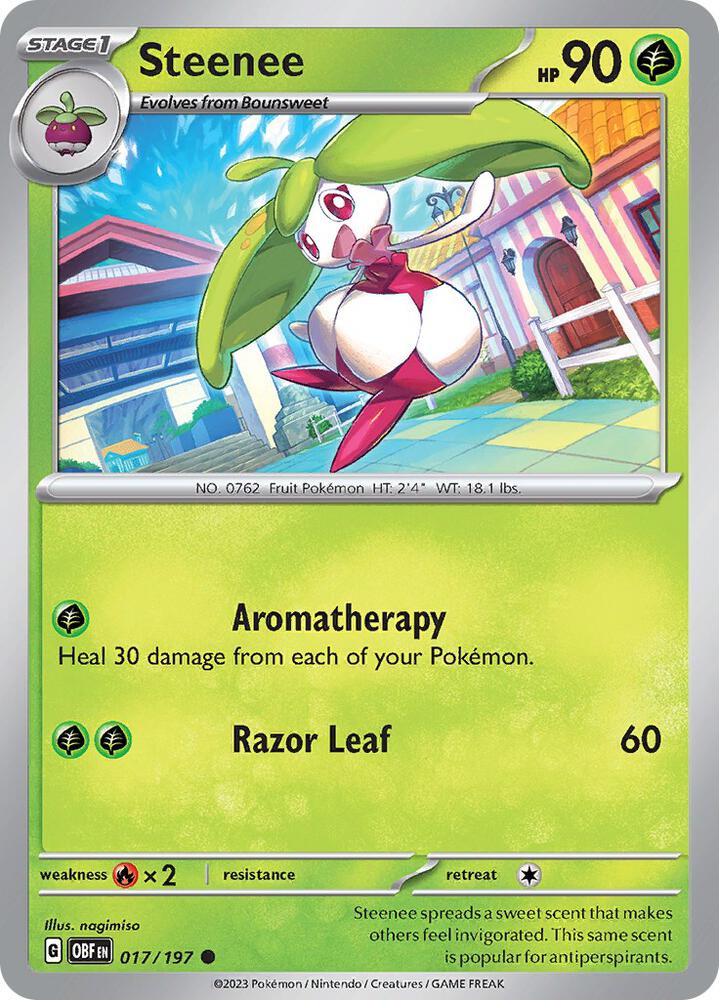 Steenee 017/197, Obsidian Flames Pokémon card