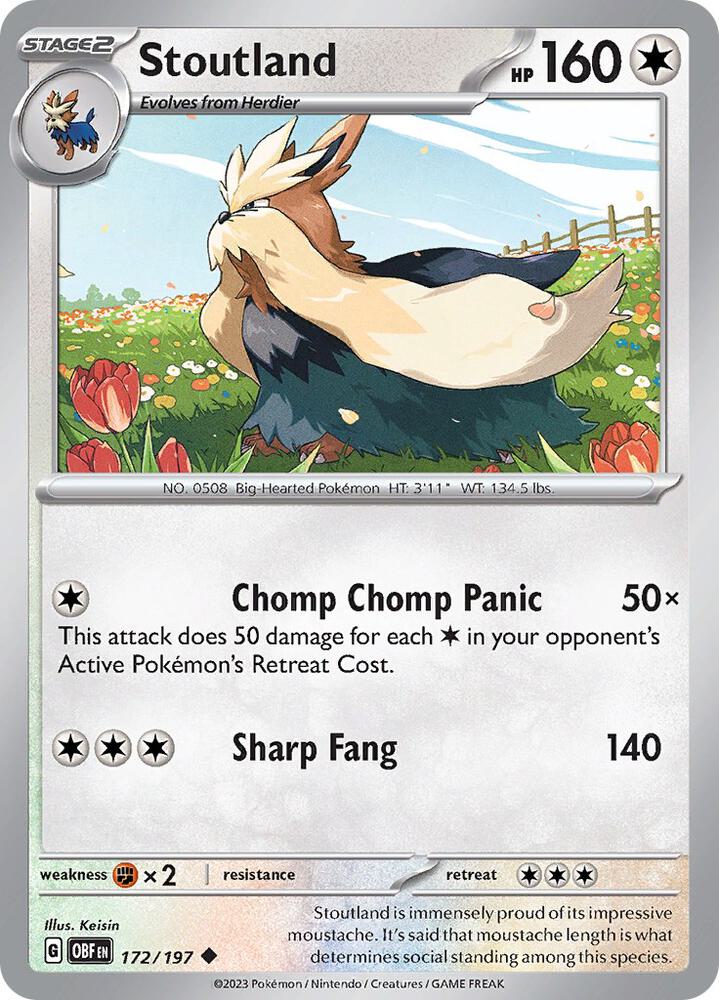 Stoutland 172/197, Obsidian Flames Pokémon card