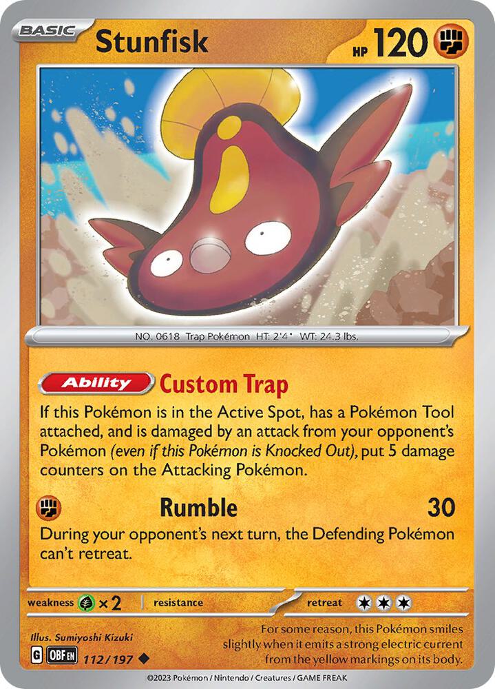 Stunfisk 112/197, Obsidian Flames Pokémon card