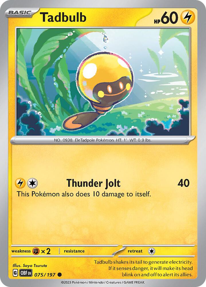 Tadbulb 075/197 Reverse Holofoil, Obsidian Flames Pokémon card