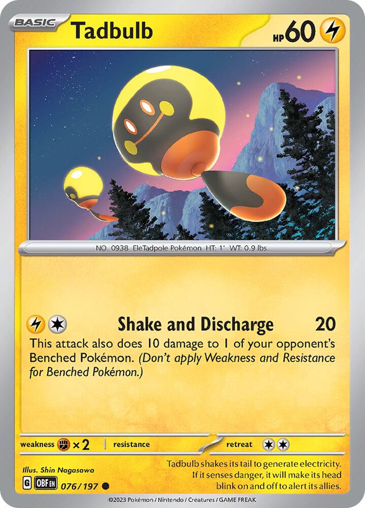 Tadbulb 076/197, Obsidian Flames Pokémon card