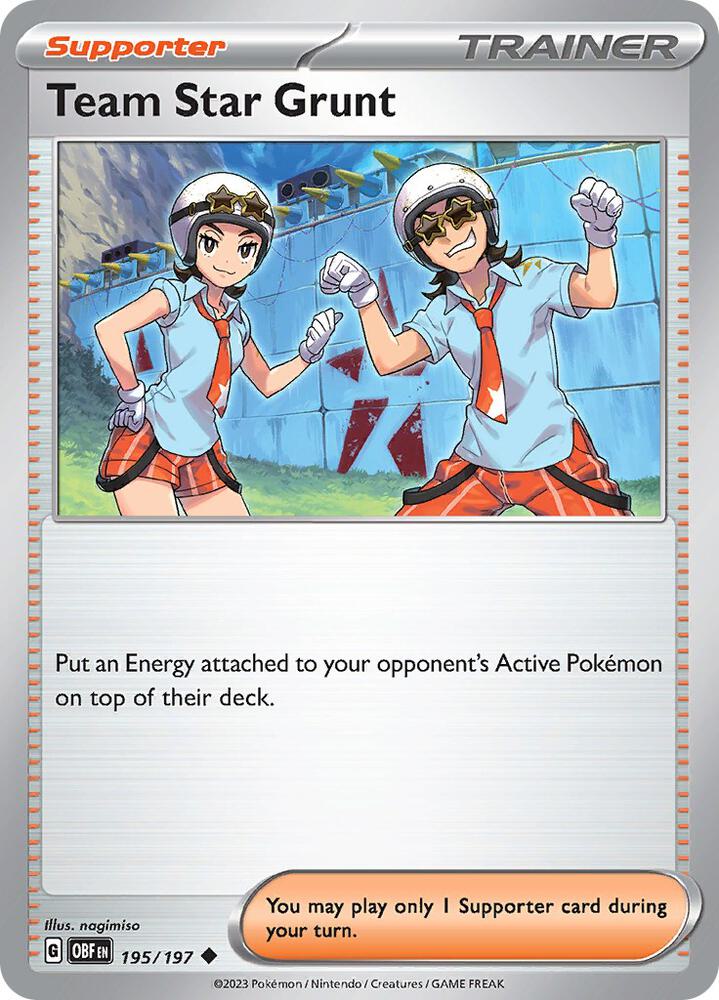 Team Star Grunt 195/197, Obsidian Flames Pokémon card