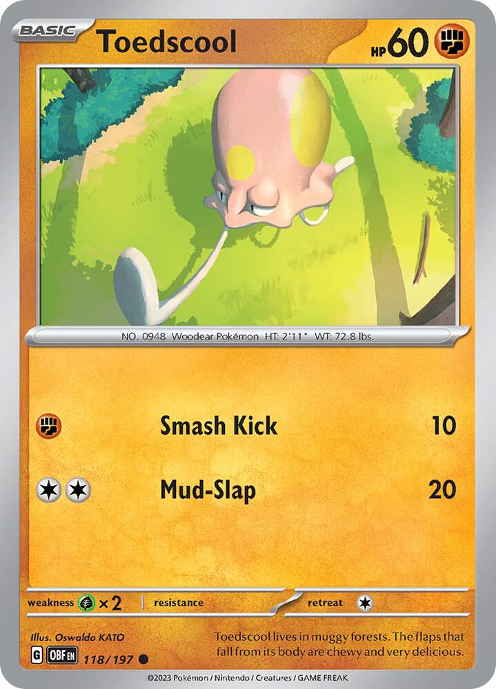 Toedscool 118/197, Obsidian Flames Pokémon card