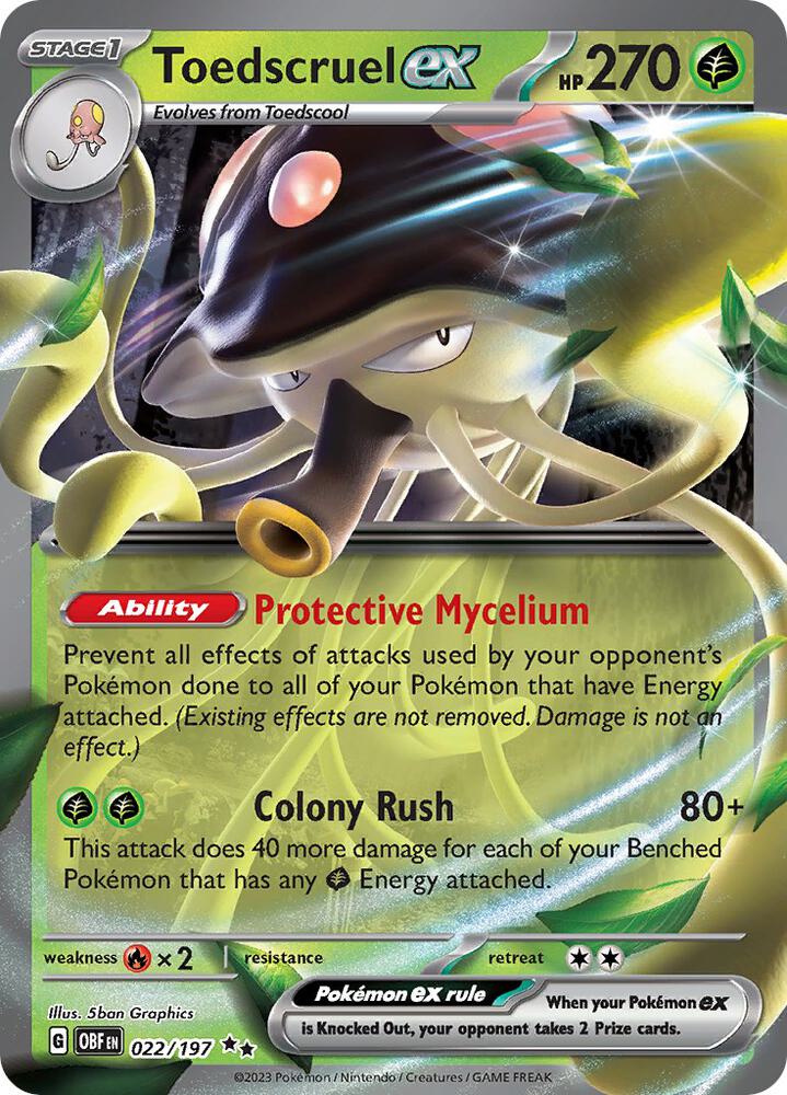 Toedscruel ex 022/197 Holofoil, Obsidian Flames Pokémon card
