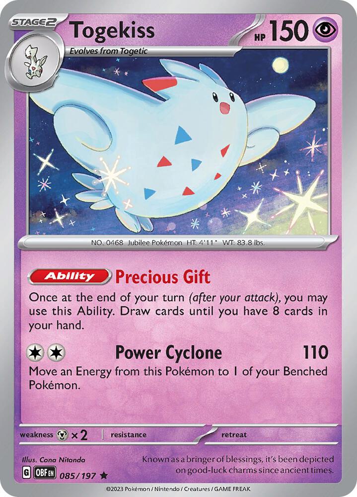 Togekiss 085/197 Reverse Holofoil, Obsidian Flames Pokémon card