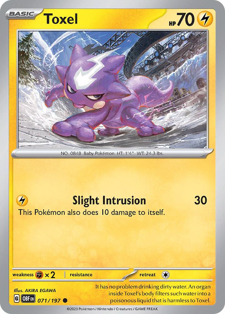 Toxel 071/197 Reverse Holofoil, Obsidian Flames Pokémon card