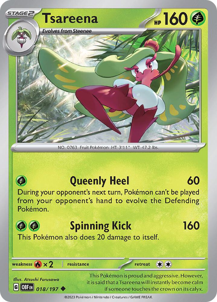 Tsareena 018/197, Obsidian Flames Pokémon card