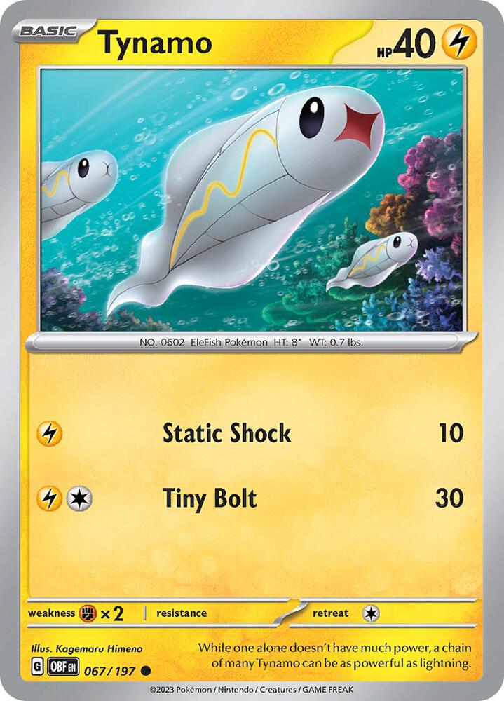 Tynamo 067/197, Obsidian Flames Pokémon card