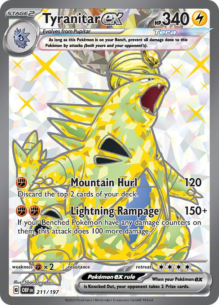 Tyranitar ex 211/197 Holofoil, Obsidian Flames Pokémon card