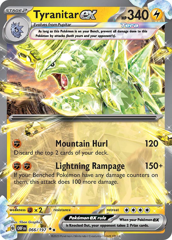 Tyranitar ex 066/197 Holofoil, Obsidian Flames Pokémon card