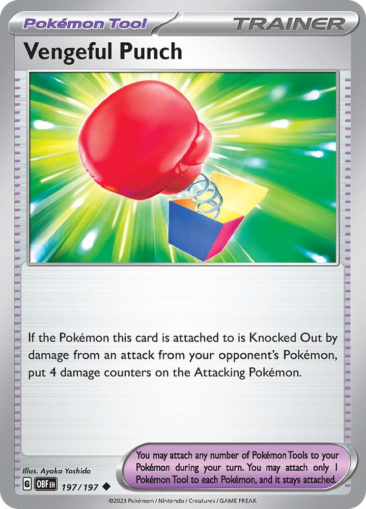 Vengeful Punch 197/197 Reverse Holofoil, Obsidian Flames Pokémon card