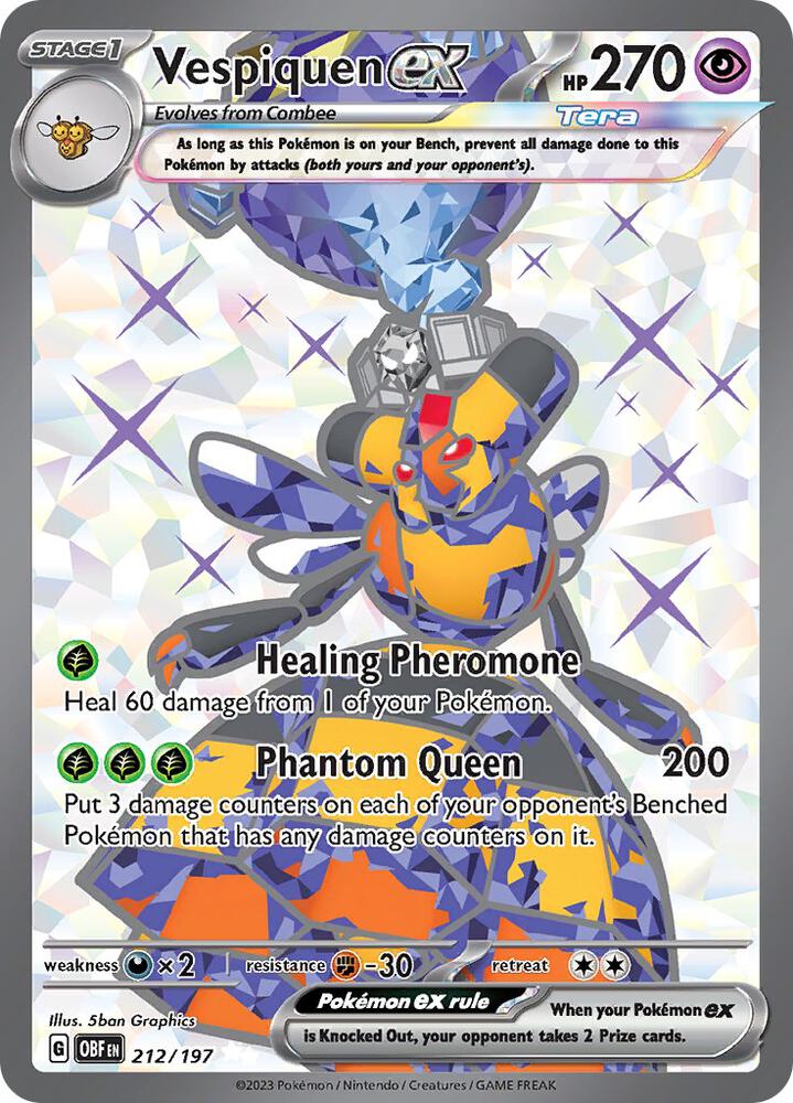 Vespiquen ex 212/197 Holofoil, Obsidian Flames Pokémon card