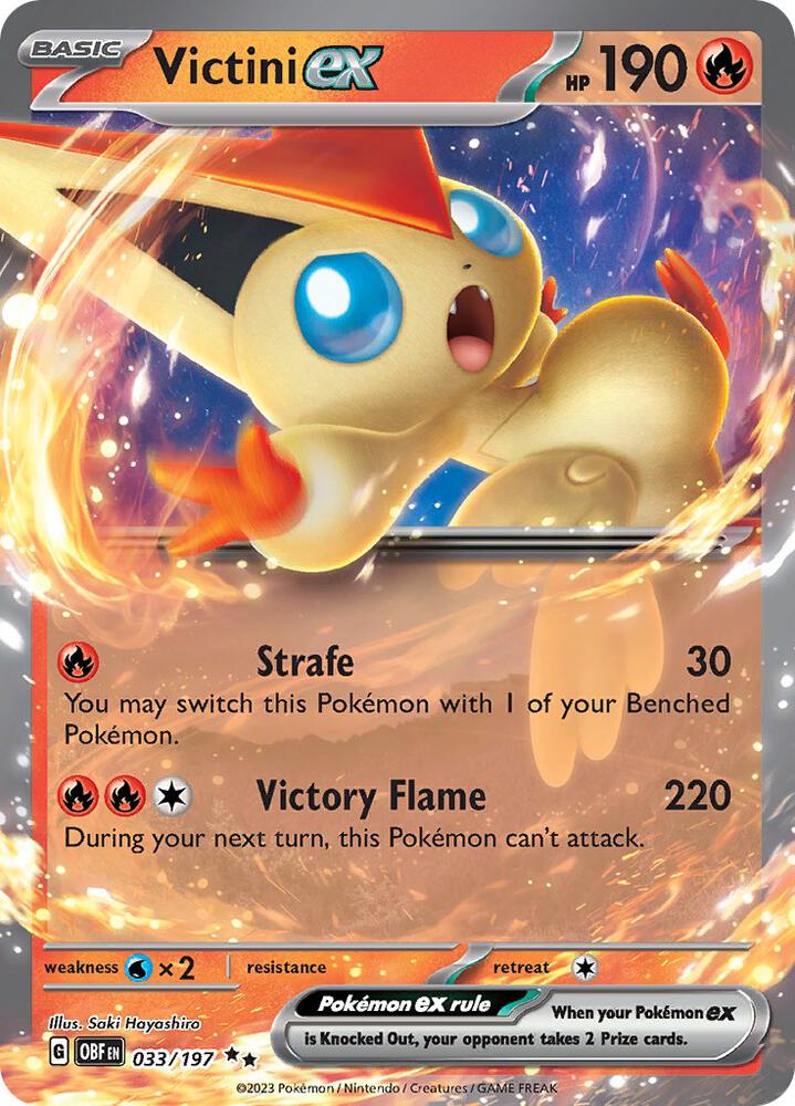 Victini ex 033/197 Holofoil, Obsidian Flames Pokémon card