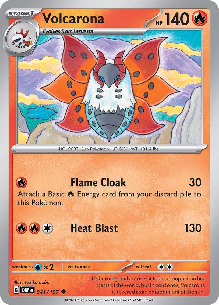 Volcarona 041/197 Reverse Holofoil, Obsidian Flames Pokémon card