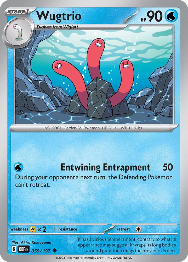 Wugtrio 059/197 Reverse Holofoil, Obsidian Flames Pokémon card