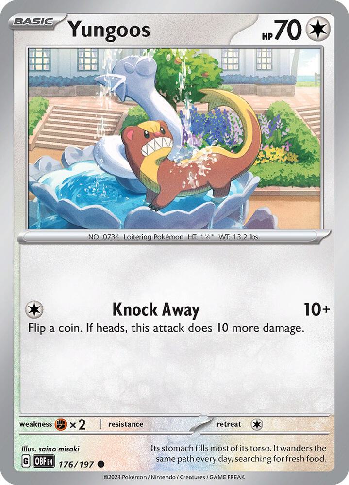 Yungoos 176/197 Reverse Holofoil, Obsidian Flames Pokémon card