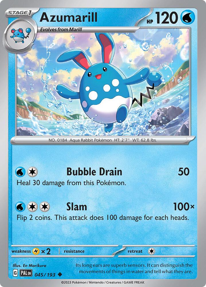 Azumarill 045/193 Reverse Holofoil, Paldea Evolved Pokémon card