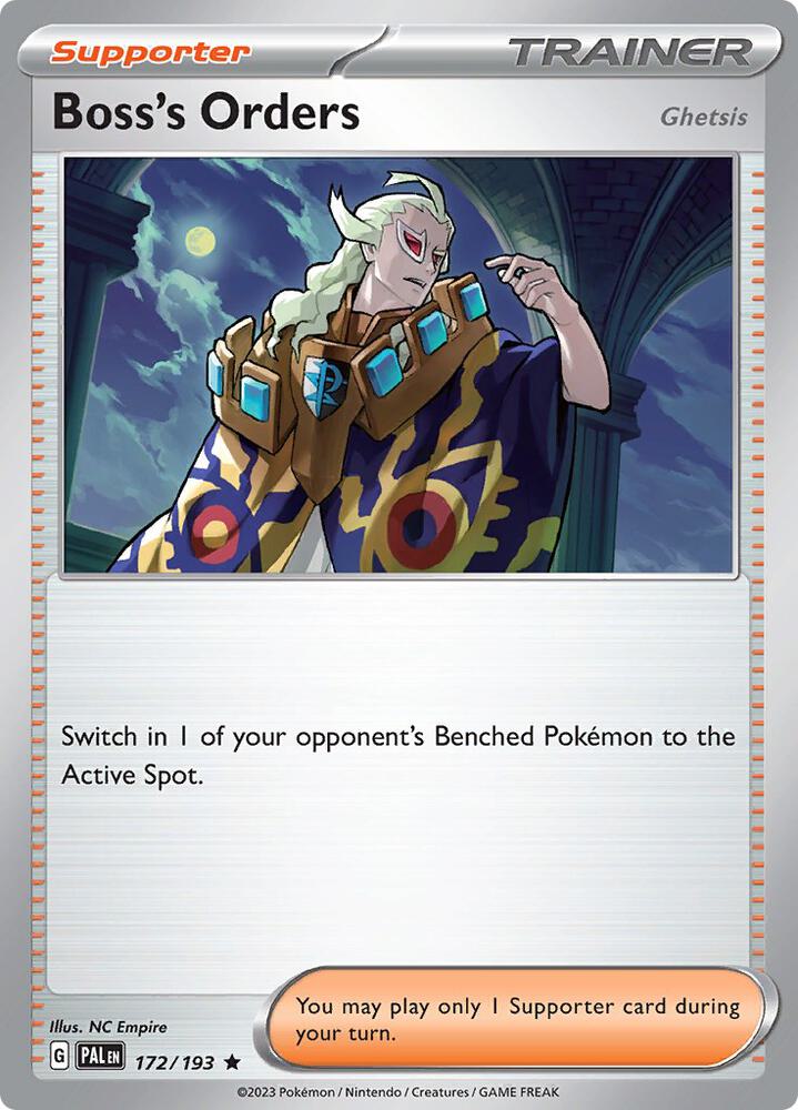 Boss's Orders (Ghetsis) 172/193 Reverse Holofoil, Paldea Evolved Pokémon card