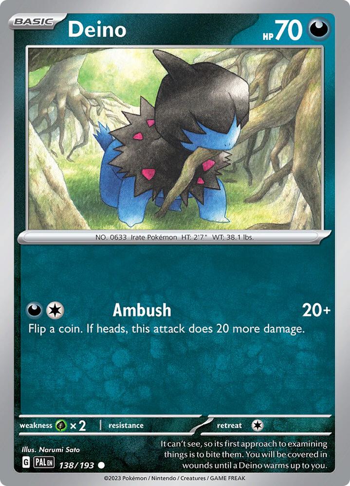 Deino 138/193, Paldea Evolved Pokémon card