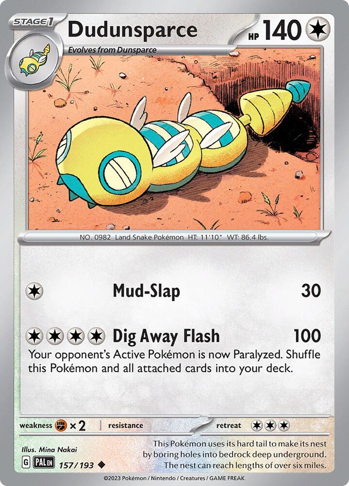 Dudunsparce 157/193, Paldea Evolved Pokémon card