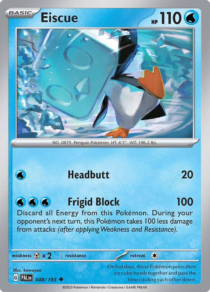 Eiscue 048/193 Reverse Holofoil, Paldea Evolved Pokémon card