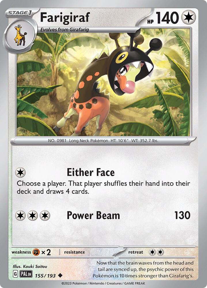 Farigiraf 155/193 Reverse Holofoil, Paldea Evolved Pokémon card