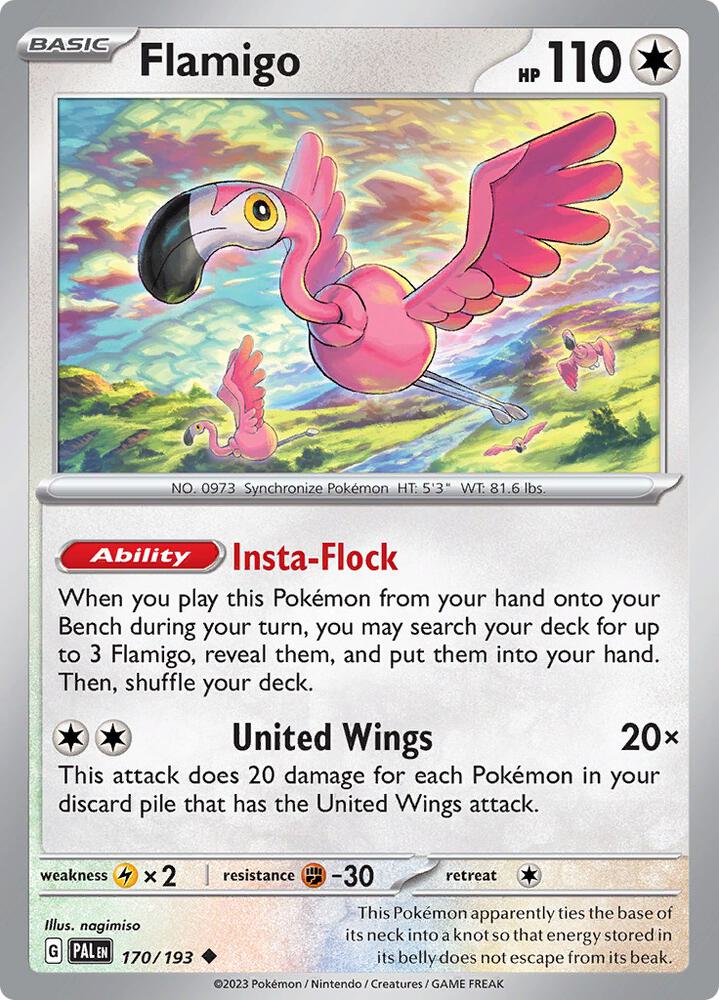 Flamigo 170/193, Paldea Evolved Pokémon card