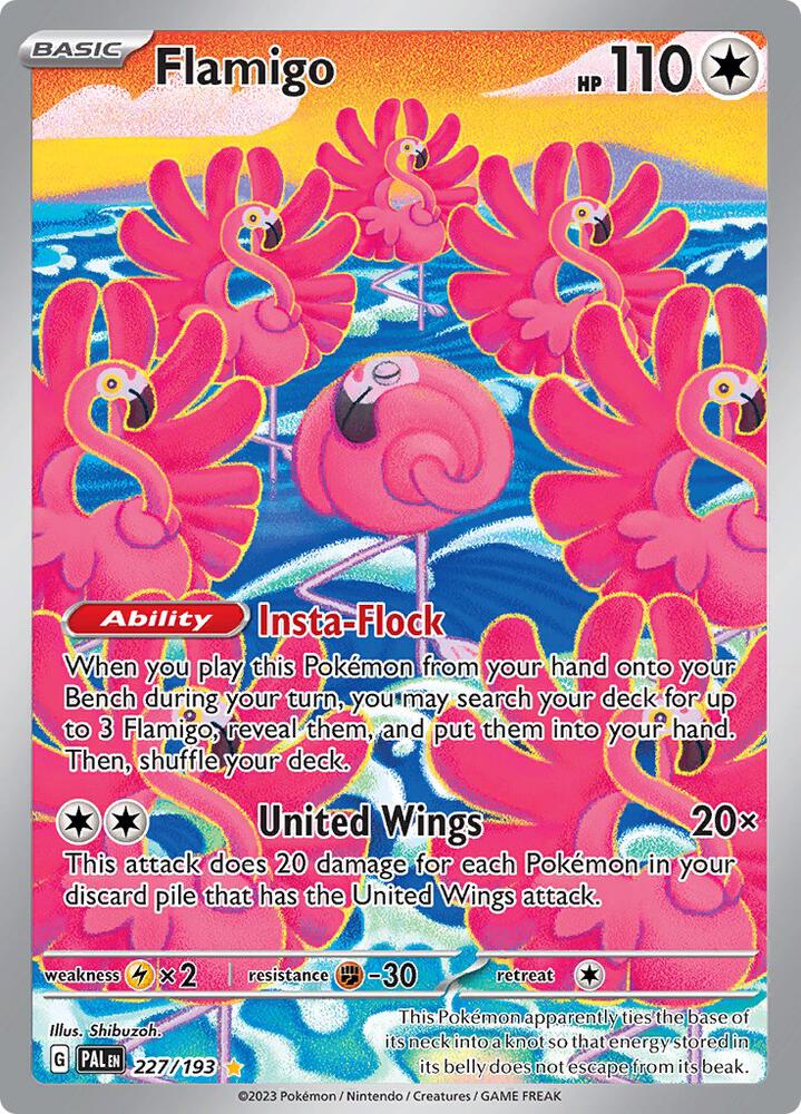 Flamigo 227/193 Holofoil, Paldea Evolved Pokémon card