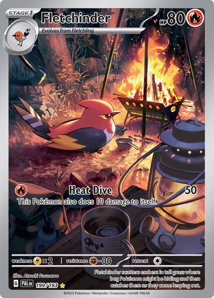 Fletchinder 199/193 Holofoil, Paldea Evolved Pokémon card