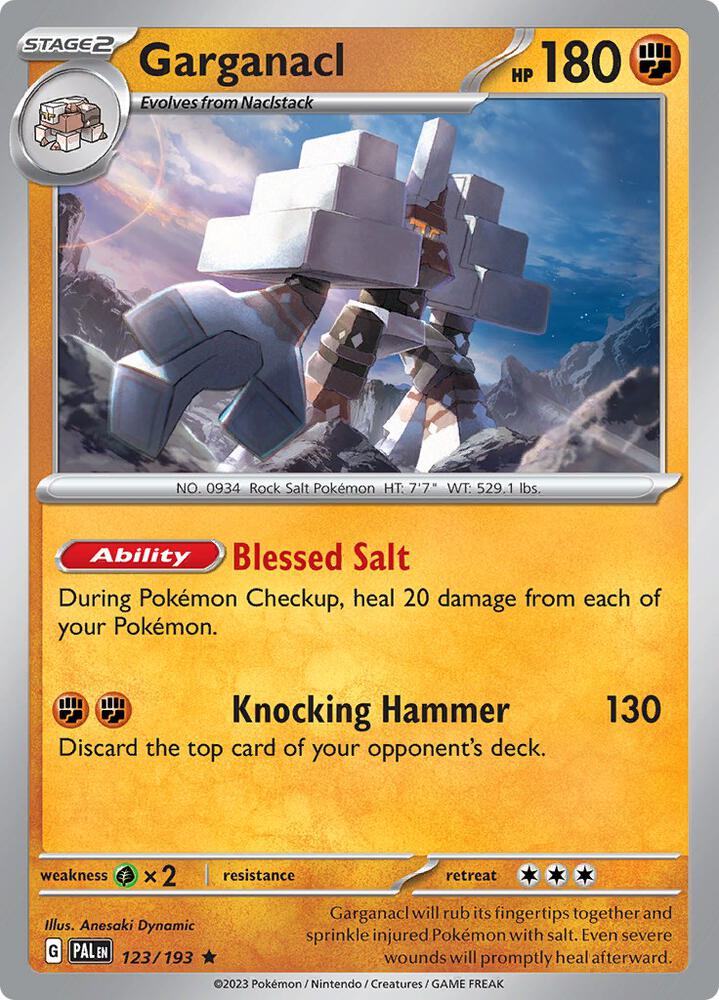 Garganacl 123/193 Reverse Holofoil, Paldea Evolved Pokémon card