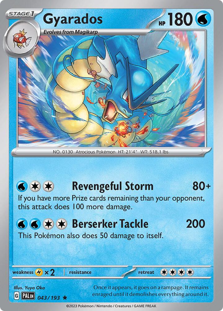 Gyarados 043/193 Reverse Holofoil, Paldea Evolved Pokémon card
