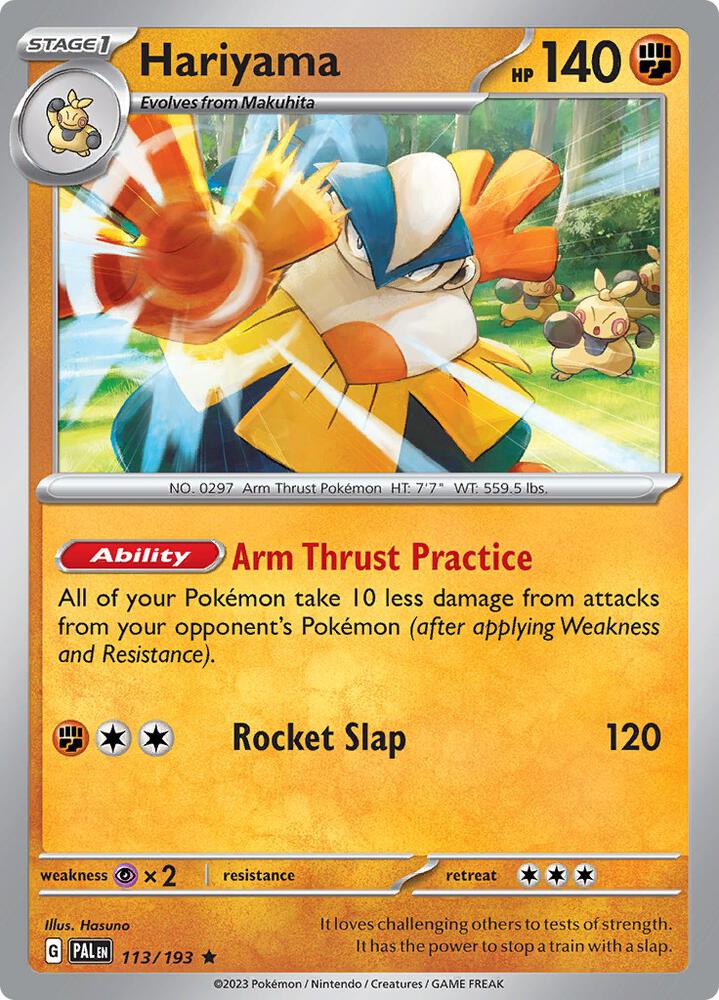 Hariyama 113/193 Holofoil, Paldea Evolved Pokémon card