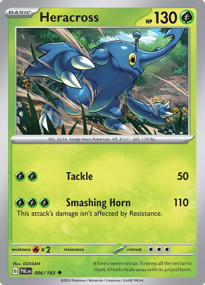 Heracross 006/193 Reverse Holofoil, Paldea Evolved Pokémon card