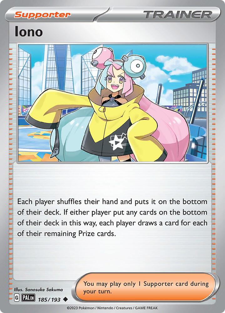 Iono 185/193 Reverse Holofoil, Paldea Evolved Pokémon card