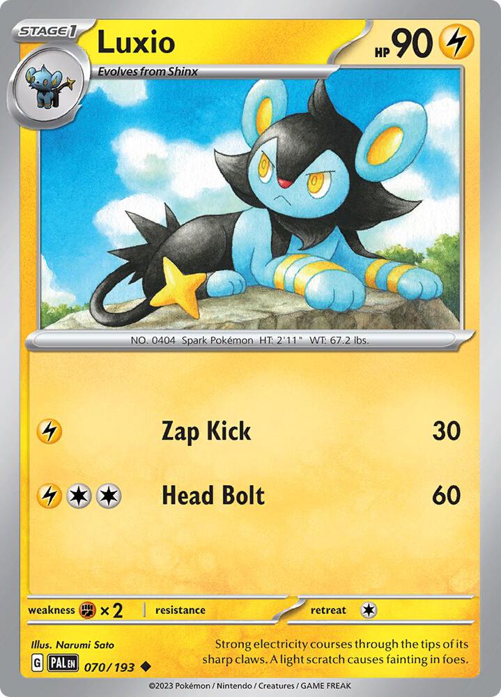 Luxio 070/193 Reverse Holofoil, Paldea Evolved Pokémon card