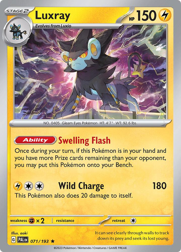 Luxray 071/193 Holofoil, Paldea Evolved Pokémon card