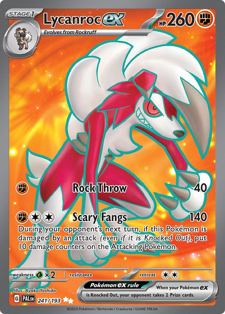 Lycanroc ex 241/193 Holofoil, Paldea Evolved Pokémon card