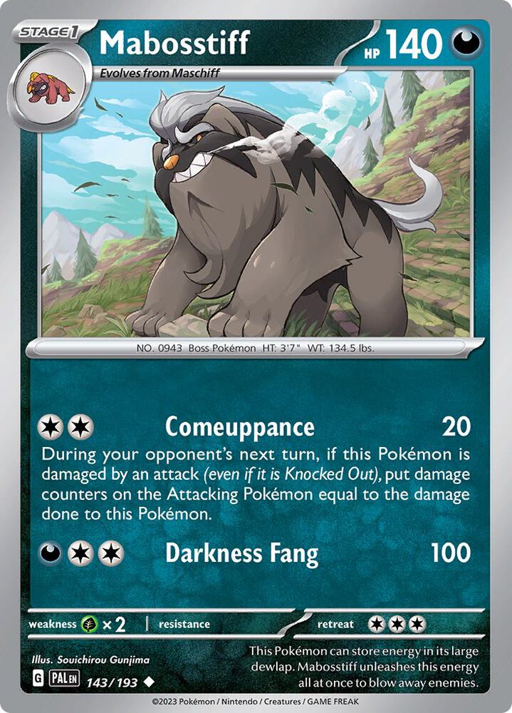 Mabosstiff 143/193, Paldea Evolved Pokémon card