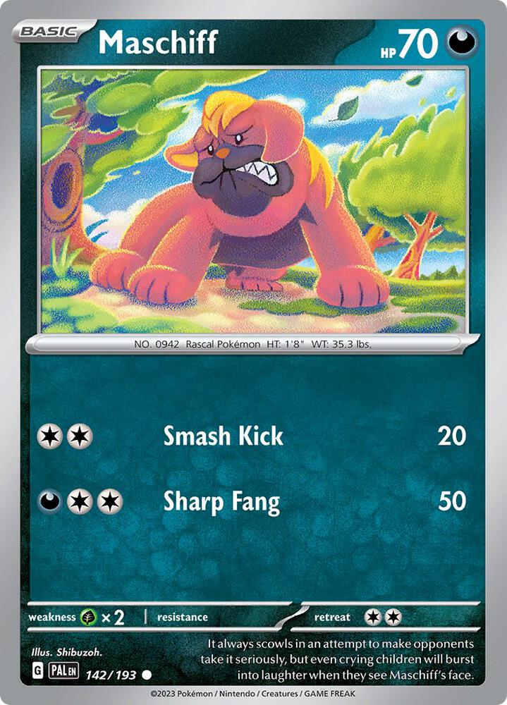 Maschiff 142/193, Paldea Evolved Pokémon card
