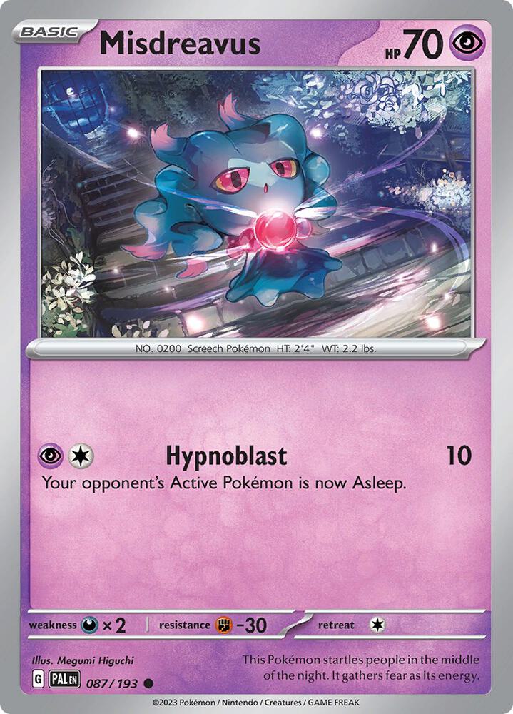 Misdreavus 087/193, Paldea Evolved Pokémon card