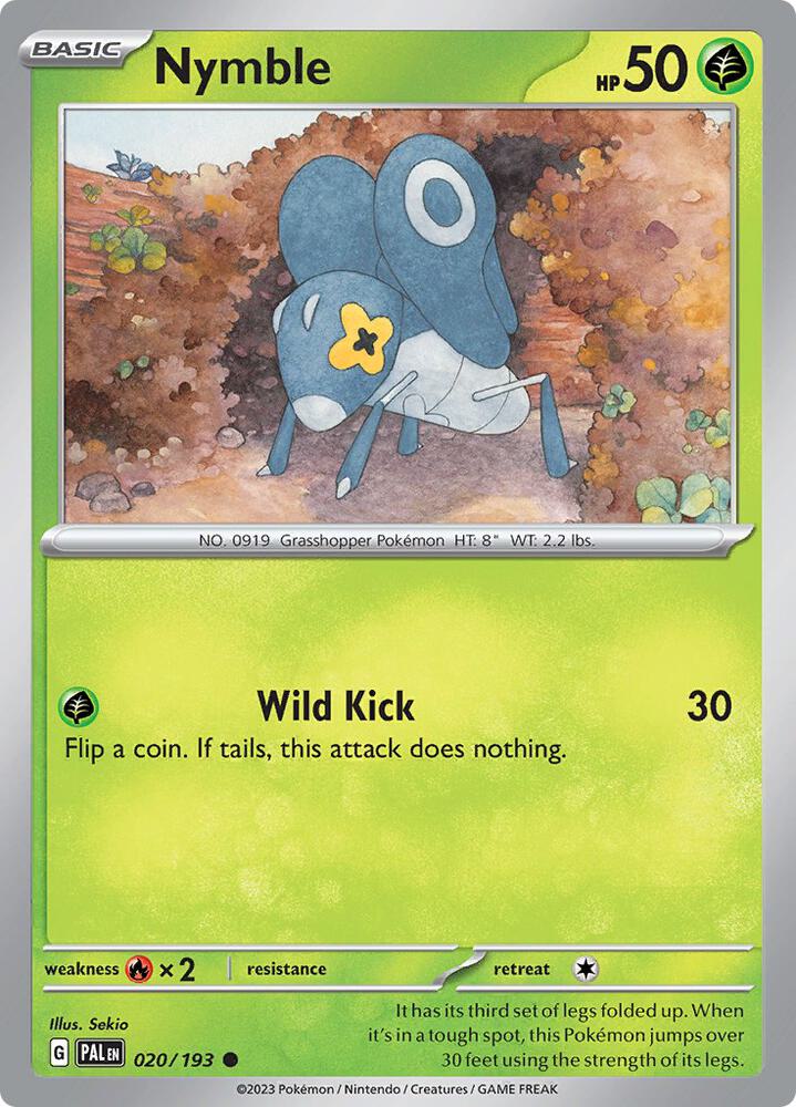 Nymble 020/193 Reverse Holofoil, Paldea Evolved Pokémon card