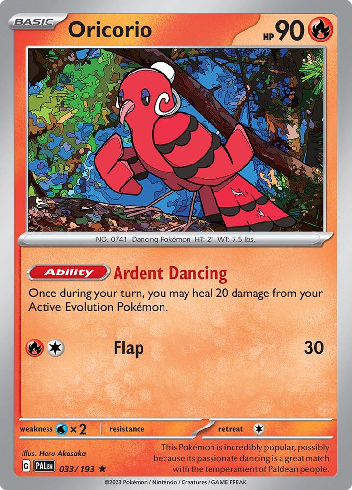 Oricorio 033/193 Reverse Holofoil, Paldea Evolved Pokémon card