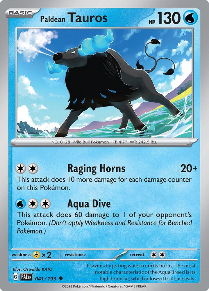 Paldean Tauros 041/193, Paldea Evolved Pokémon card