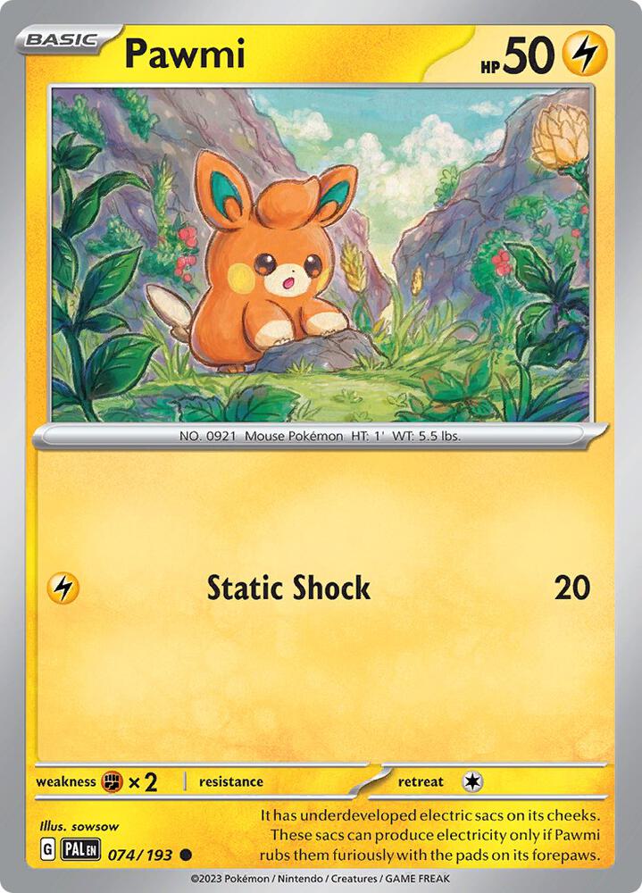 Pawmi 074/193, Paldea Evolved Pokémon card