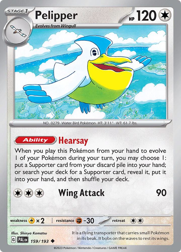 Pelipper 159/193 Reverse Holofoil, Paldea Evolved Pokémon card