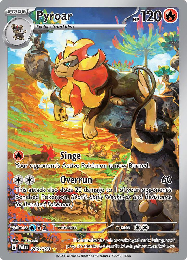 Pyroar 200/193 Holofoil, Paldea Evolved Pokémon card